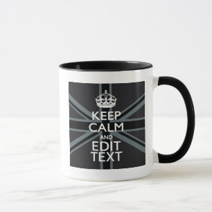 Black on Black  Keep Calm Get Your Text Union Jack Mug