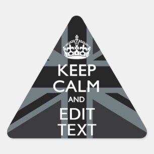 Black on Black  Keep Calm Get Your Text Union Jack Triangle Sticker