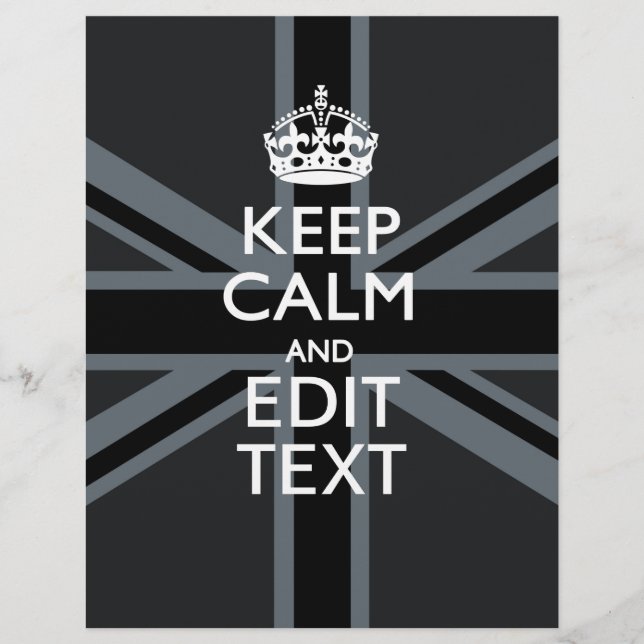 Black on Black  Keep Calm Personalized Union Jack (Front)