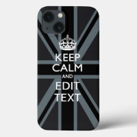 Black on Black Keep Calm Personalized Union Jack