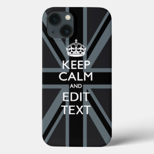Black on Black  Keep Calm Personalized Union Jack iPhone 13 Case