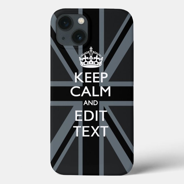 Black on Black  Keep Calm Personalized Union Jack Case-Mate iPhone Case (Back)
