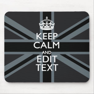 Black on Black  Keep Calm Personalized Union Jack Mouse Pad