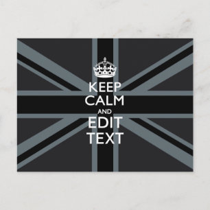 Black on Black  Keep Calm Personalized Union Jack Postcard