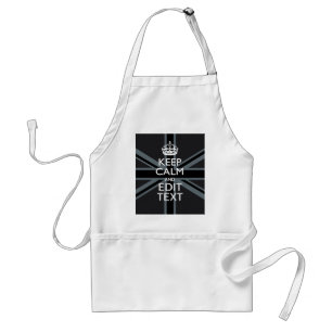 Black on Black  Keep Calm Personalized Union Jack Standard Apron