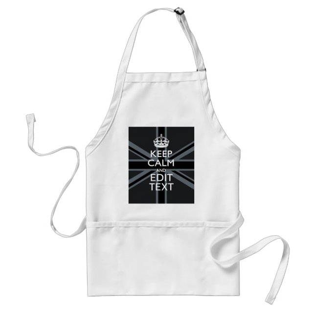 Black on Black  Keep Calm Personalized Union Jack Standard Apron (Front)