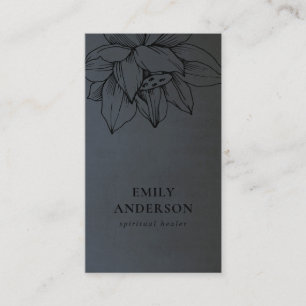 BLACK ON BLACK LOTUS SIMPLE REIKI SPIRITUAL HEALER BUSINESS CARD