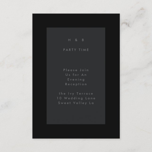 Black on Black Modern Minimalistic Simple Wedding Enclosure Card (Front)