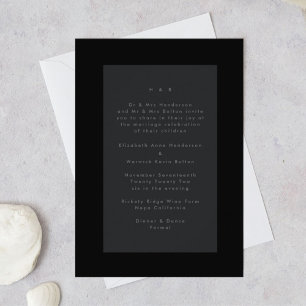 Black on Black Modern Minimalistic Simple Wedding Invitation