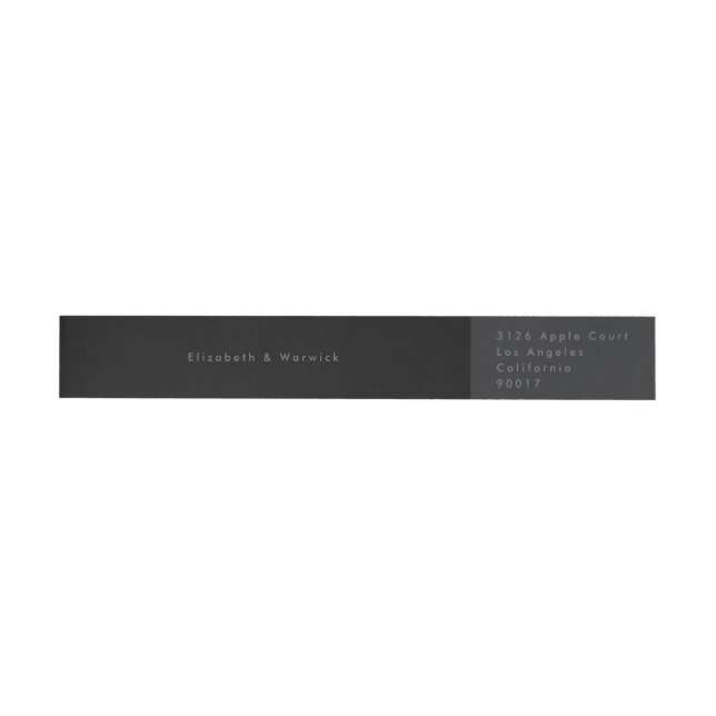 Black on Black Modern Minimalistic Simple Wedding  Wrap Around Label (Individual)