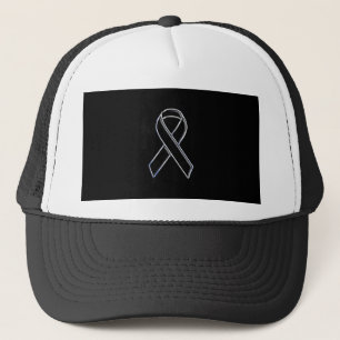 Black on Black Ribbon Awareness Trucker Hat