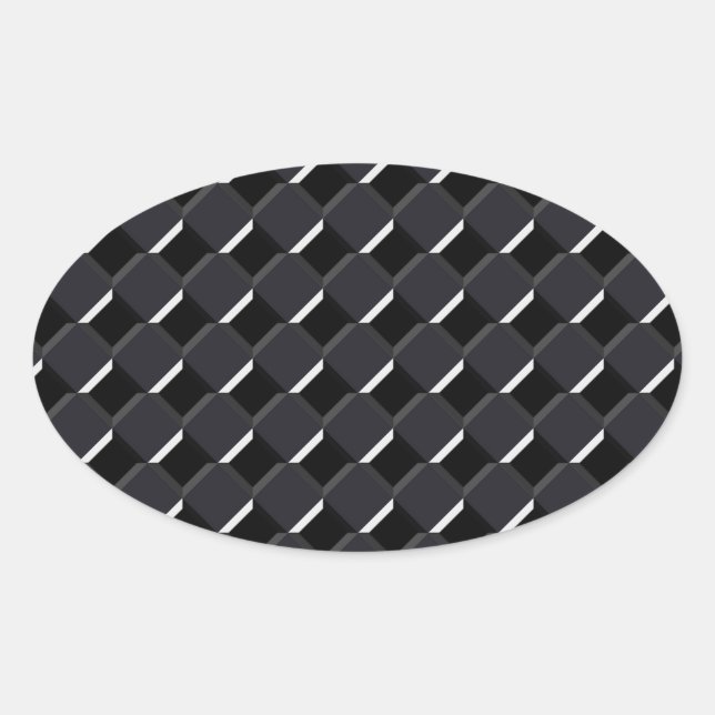 Black on Black Style Checkers Oval Sticker (Front)
