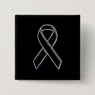 Black on Black Style Ribbon Awareness 2 Inch Square Button