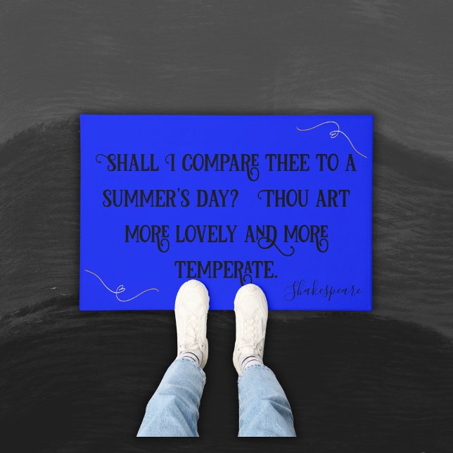 Black on Blue Shakespeare Shall I Compare.. |  Doormat (Creator Uploaded)