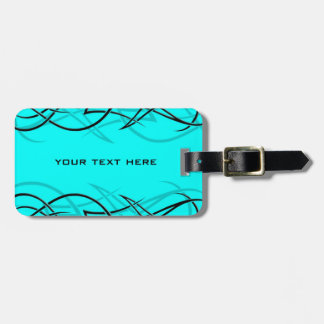 Black on Cyan "Elegance" Luggage Tag