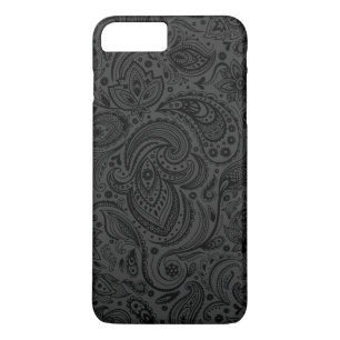 Black On Dark Grey Retro Paisley Damasks Lace Case-Mate iPhone Case