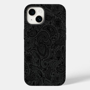 Black On Dark Grey Retro Paisley Damasks Lace iPhone 14 Case