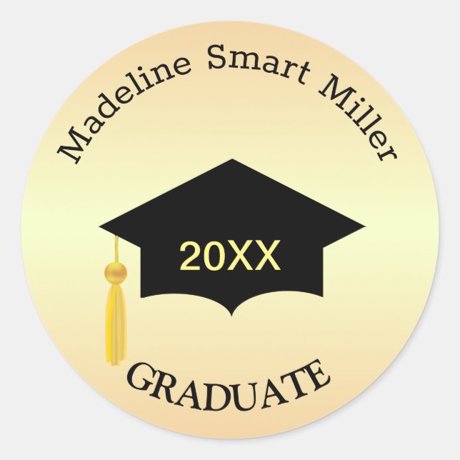 Black on Golden Brown Shades Graduate Sticker (Front)