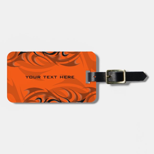 Black on Orange "Smoke" Luggage Tag (Front Horizontal)