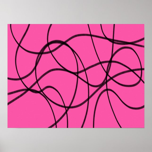 Black on Pink Ribbon Art  Poster (Front)