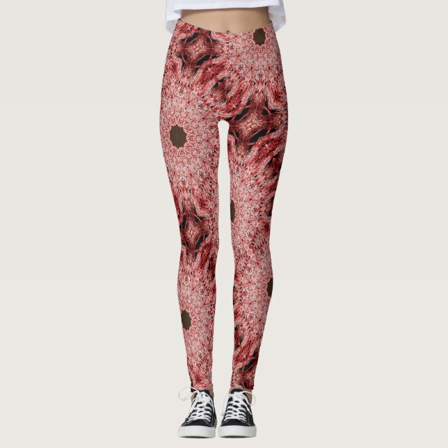 black on red squiggly leggings (Front)