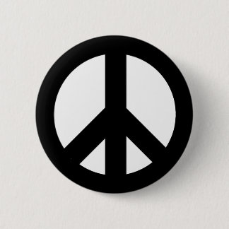 Black on White CND Peace Symbol 2 Inch Round Button