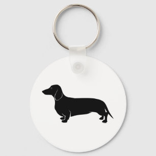Black on White Dachsund Keychain