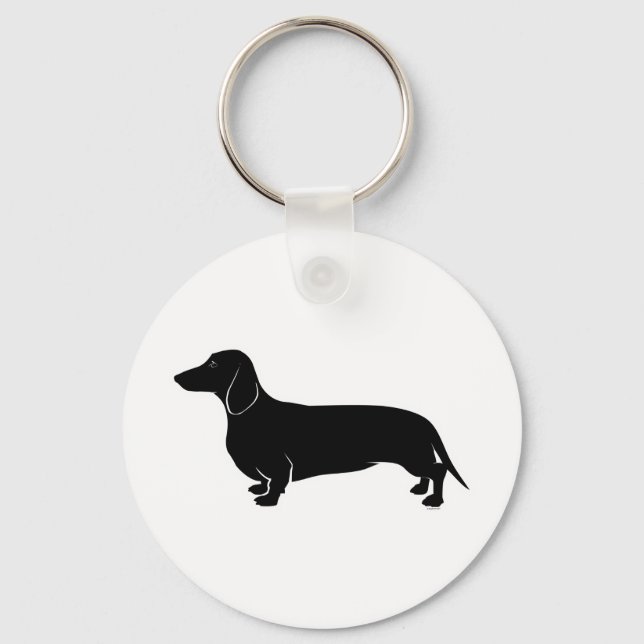 Black on White Dachsund Keychain (Front)