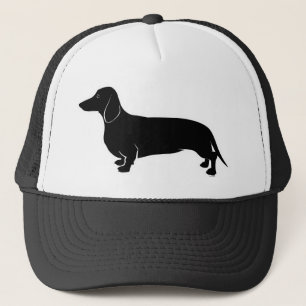 Black on White Dachsund Trucker Hat