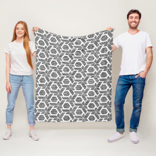 Black on white dots geometric pattern fleece blanket