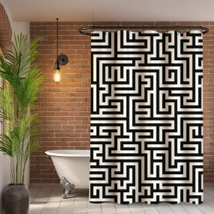 Black On White Geometric Maze Pattern