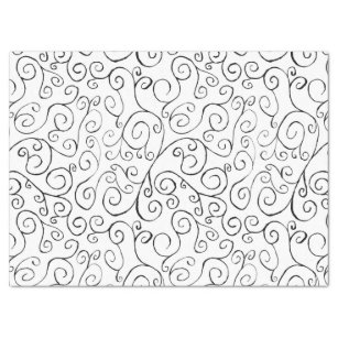 Black on White Hand-Painted Curvy Pattern Tissue Paper
