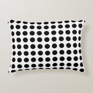 Black on White Large Size Horizontal Polka Dots Accent Pillow