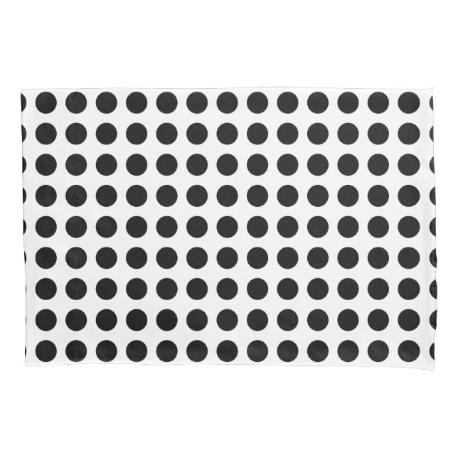 Black on White Large Size Horizontal Polka Dots Pillowcase (Front)