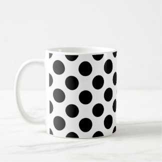 Black on White Large Size Polka Dots Pattern Coffee Mug