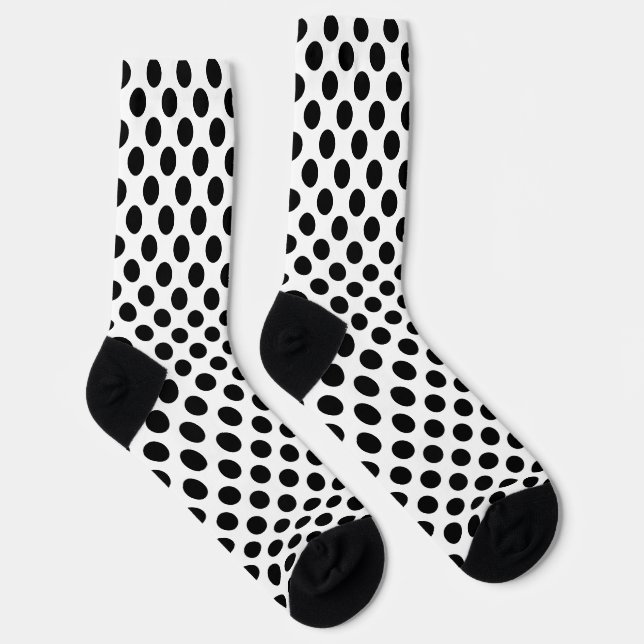 Black on White Large Size Polka Dots Socks (Right)