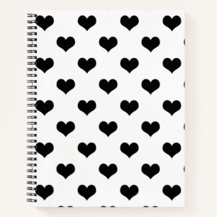 Black On White Lovely Hearts Design  Notebook