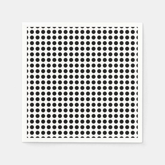 Black on White Medium Horizontal Polka Dots Paper Napkin (Front)