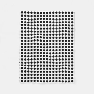 Black on White Medium Size Horizontal Polka Dots Fleece Blanket