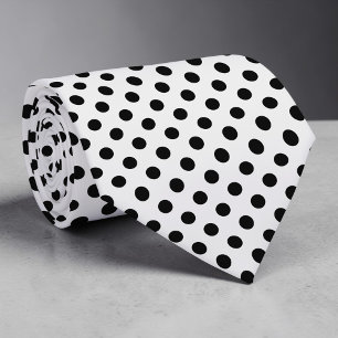 Black on White Mini Polka Dots Necktie