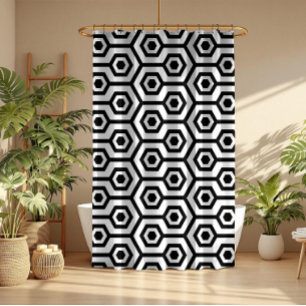 Black On White Octagon Geometric Pattern