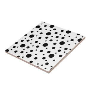 Black on White Polka Dot Pattern Baby Blanket Roun Tile
