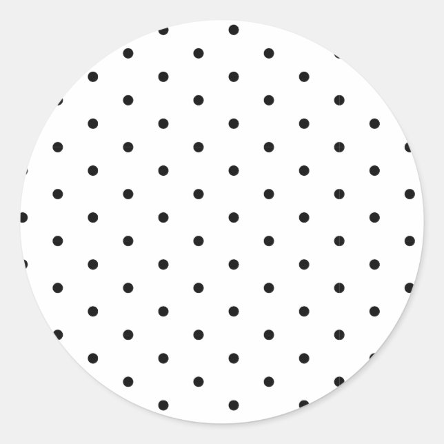 Black on White Polka Dots Classic Round Sticker (Front)