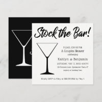 Black on White Script Stock the Bar Couples Shower