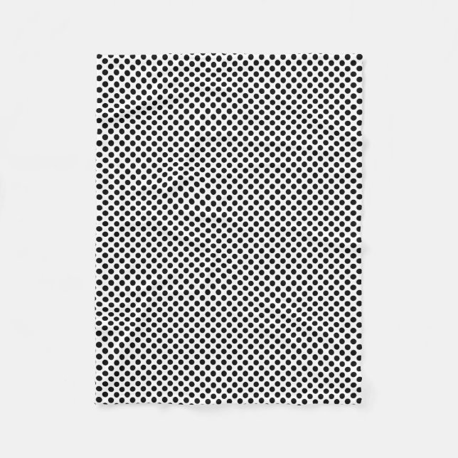 Black on White Small Size Polka Dots Fleece Blanket (Front)