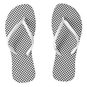 Black on White Small Size Polka Dots Flip Flops