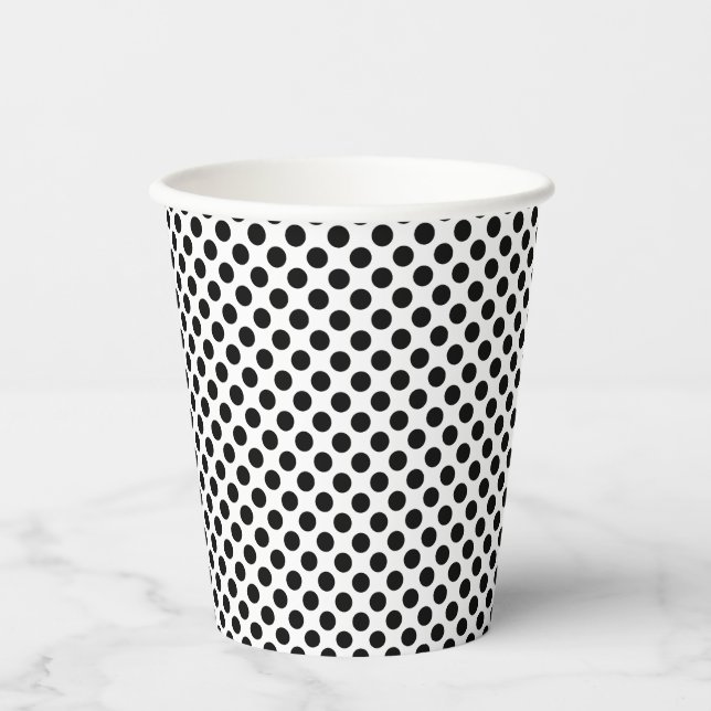 Black on White Small Size Polka Dots Paper Cups (Front)