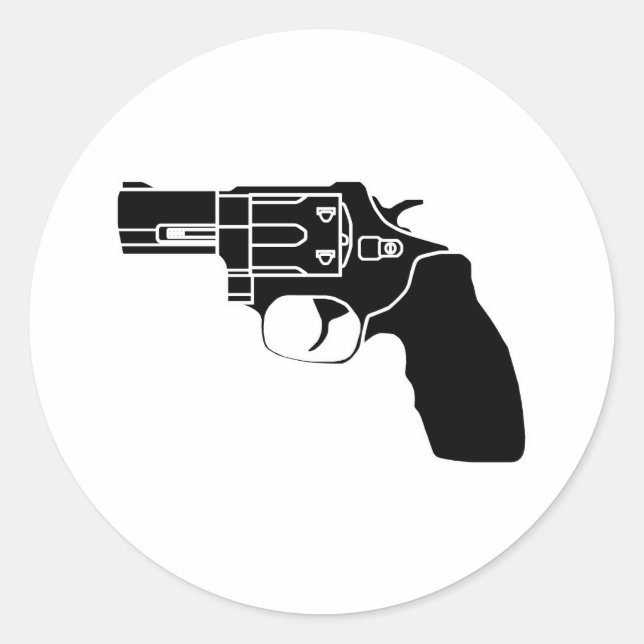 Black on White Snub Revolver Sticker (Front)