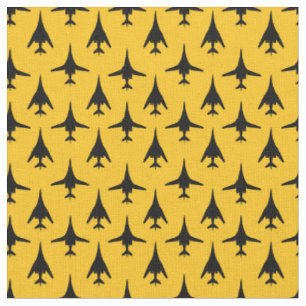 Black on Yellow B-1 Spirit Bomber Pattern Fabric