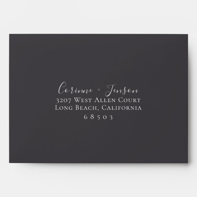 Black Onyx Boho Botanical Return Address Envelope (Front)